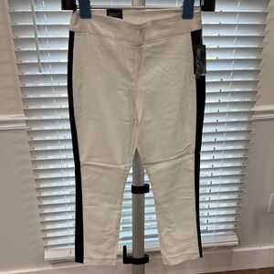 INC International Concepts Cream Capri Pants with Black Side Stripes- stretchy